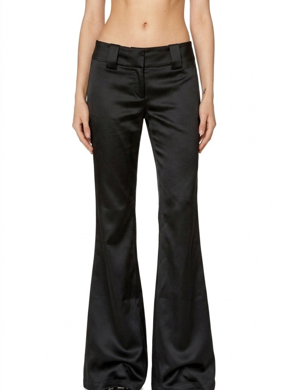 Vintage Y2K Black Satin Flared Pants